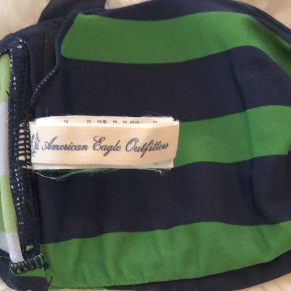 American Eagle Blue Green Stripe Twist Front Halter Top Swim Bikini Size Small - Picture 11 of 14